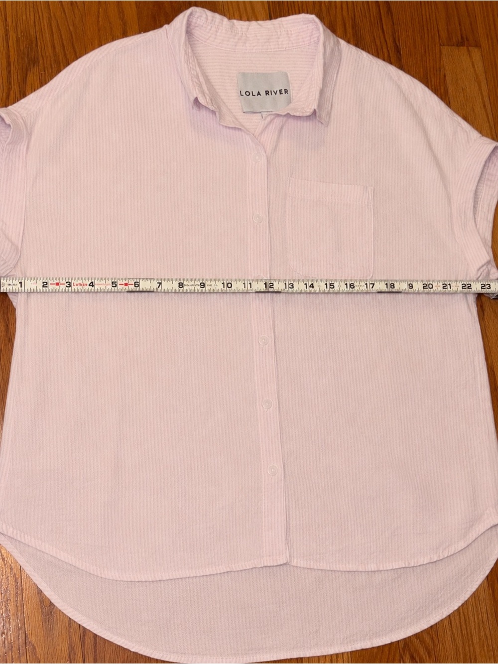 Lola River Pink Stripe Tencel Lyocell Oversized Button Front Shirt Large - Picture 6 of 6